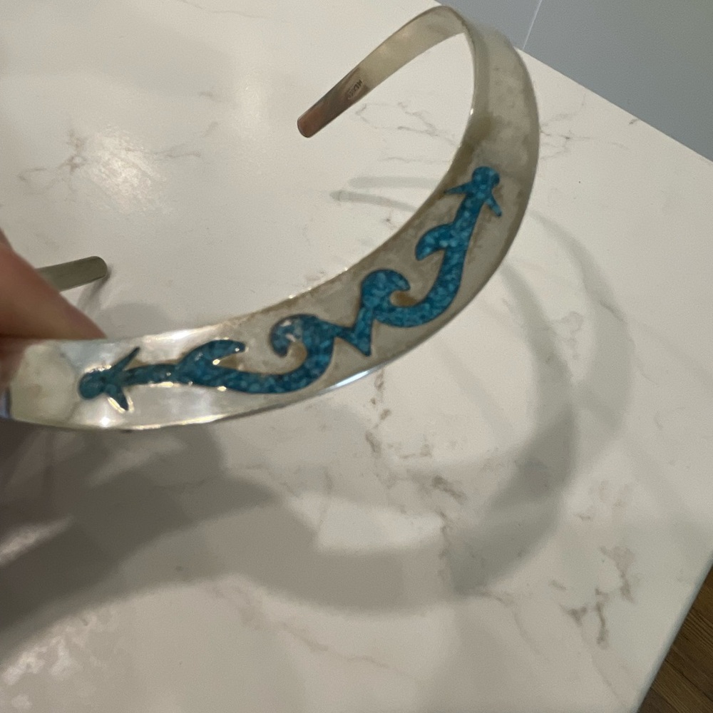 Vintage Mexico Sterling Silver 925 Turquoise collar necklace - Picture 3 of 7